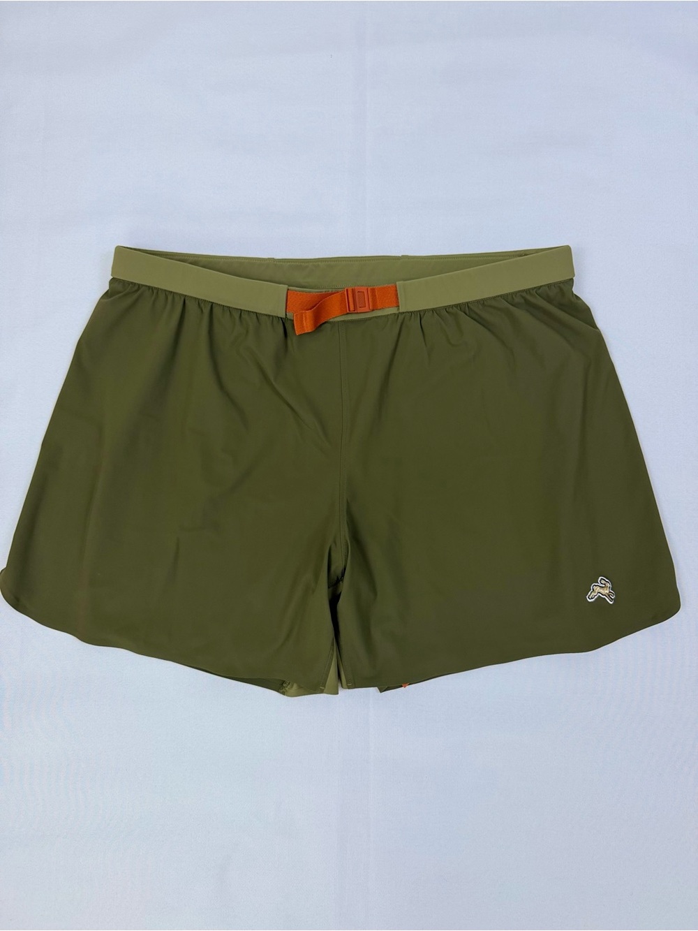 Tracksmith Men’s Lined Running Shorts 5” XL Olive Green Orange